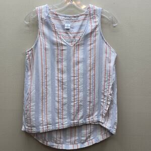 Sigrid Olsen Women’s Striped Crossover Sleeveless Tank Top Multicolor Size Small